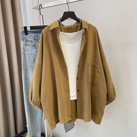 Casual Large Size Shirt Jacket Women Loose Slim Cardigan Shirt