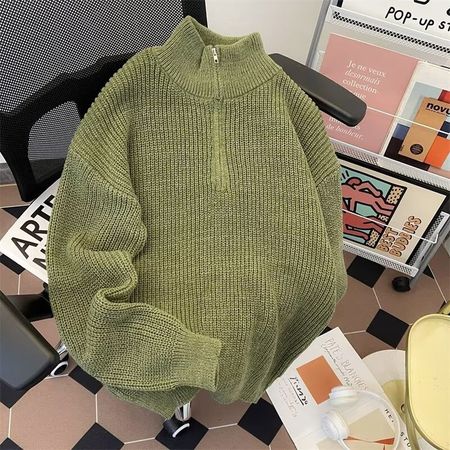 Half-zip Turtleneck Sweater for Men All-match Casual Style